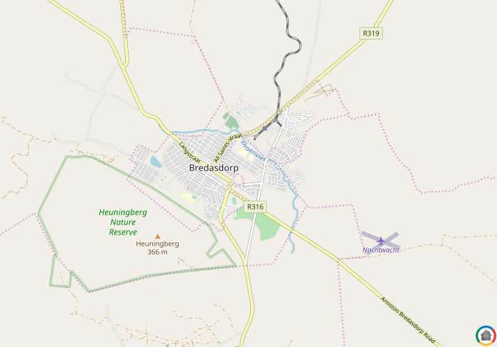 Map location of Bredasdorp